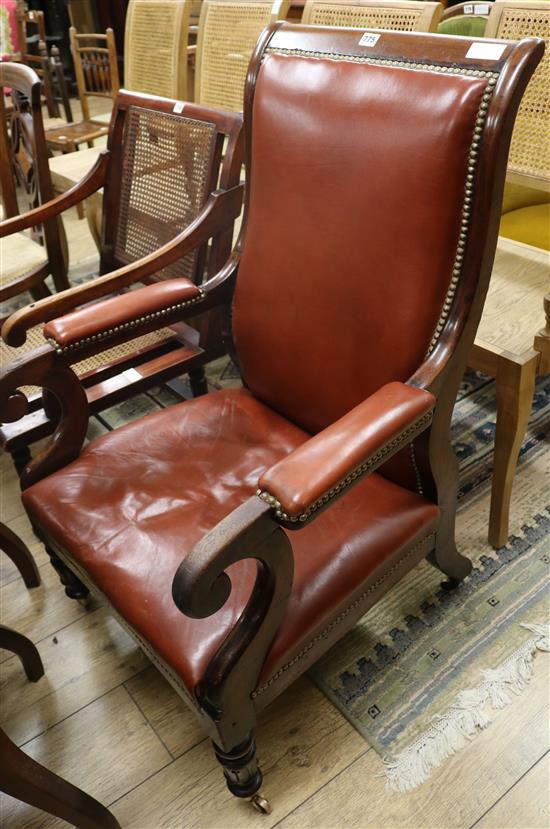 A William IV mahogany and leather armchair